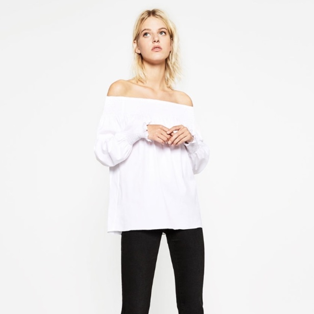 NWOT ZARA White Off Shoulder Top!!!! Sz Med